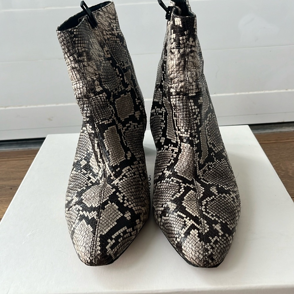 Vince snakeskin print booties